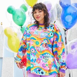 Disney Pride Spirit Jersey Size L Multicolor Rainbow Mickey Psychedelic Floral